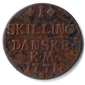 Danmark m�nt 1771, 1 sk., Chr. VII, Sieg 2.1, kval. 1 / 1+