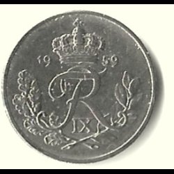 Danmark m�nt 1959 Fr. IX, 10 �re Sieg 13.2 kval. 1 sj�lden