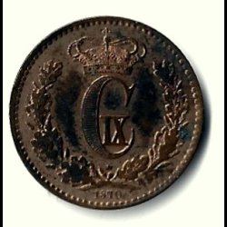 Danmark m�nt 1870 Chr. IX, 1 sk., Sieg 2 kval. 01