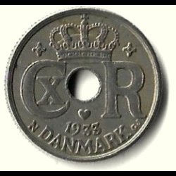 Danmark m�nt 1933 Chr. X, 10 �re, Sieg 12.2 kval. 1+