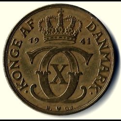 Danmark m�nt 1941 Chr. X, 2 kr., Sieg 3.2 kval. 1+(VF)