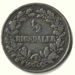 Danmark m�nt 1855 Fr. VII, 1/2 rigsdaler, Sieg 12 kval. 1