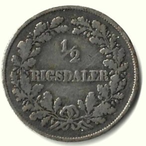 Danmark m�nt 1855 Fr. VII, 1/2 rigsdaler, Sieg 12 kval. 1