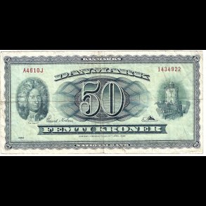 Danmark 50-kroner 1961-A4 Sieg 135 kval. 1/F erstatn.seddel (0J)