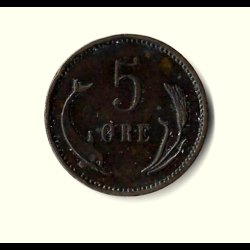 Danmark m�nt 1904 Chr. IX, 5 �re, Sieg 1.2 kval. 1/+1