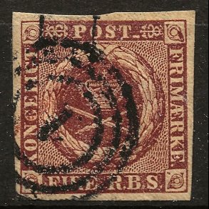 Danmark AFA 1 - 4 RBS Ferslew p�nt m�rke med nummerstempel 1-0028