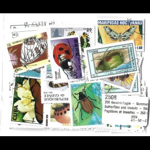 motivpakke stemplet sommerfugle/insekter 250 stk. forskellige