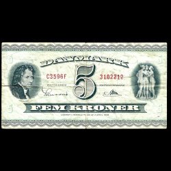 Danmark 5-kroner 1959-C3 Sieg 129 kval. 1-/F